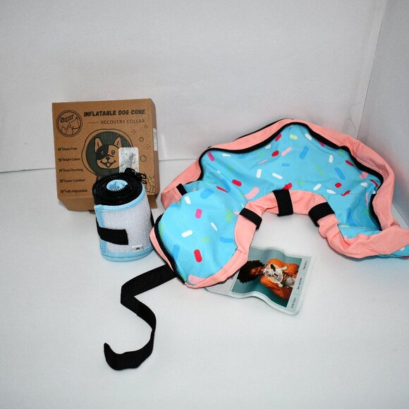 Supet Inflatable Dog Cone Collar | Soft Donut ECollar Alternative for MEDIUM - Picture 1 of 3